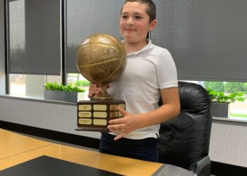 Joshua Kessler holding basketball.