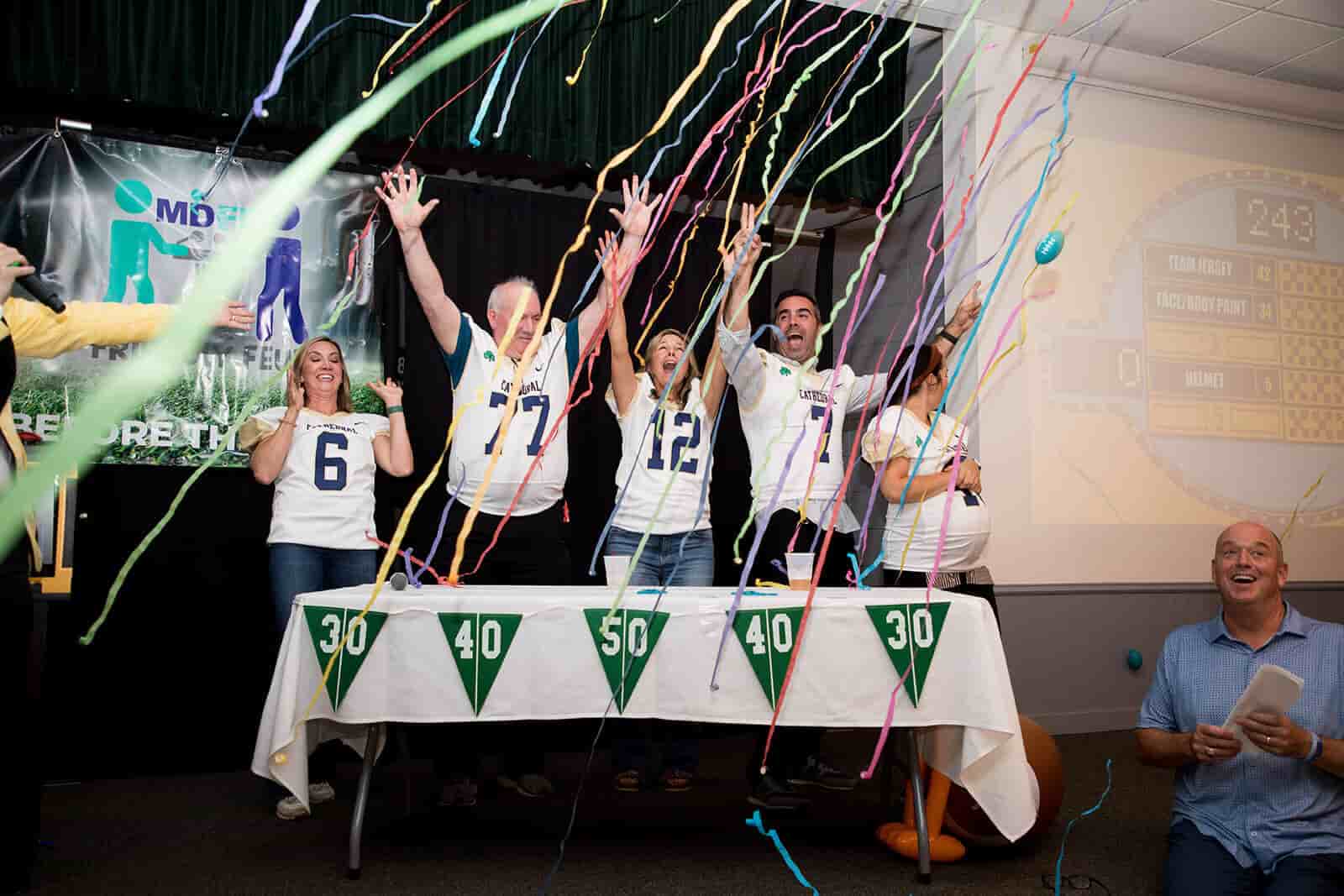 Winning team cheering